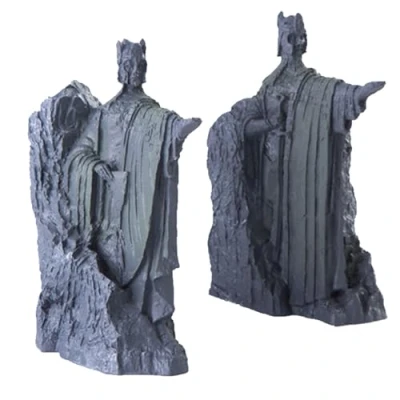 Image of MISKYN LOTR Bookends, 2pcs Resin Gondor Argonath Statue Decorative Ornament, Grey, BOOKEND