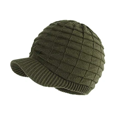 Image of LANGZHEN Unisex Winter Hats with Visor Warm Ski Hat Stylish Knitted for Men and Women(Army Green)
