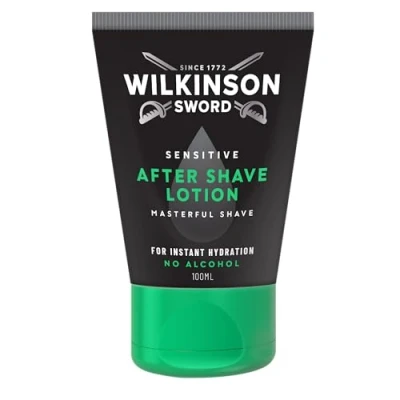 Image of Wilkinson Sword Sensitive Men&#039;s Aftershave Lotion, Great Addition to Wash Bags for Grooming, Practical Gifts, Skin Lotion Men, 100ml