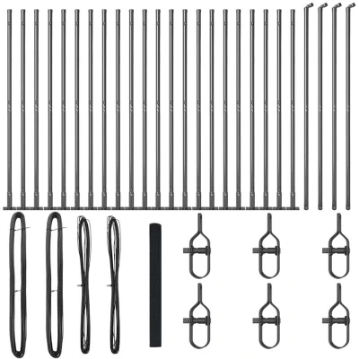 Image of vidaXL Welded Wire Fence with 13 Flanged Posts Grey 1.5x50 m Steel