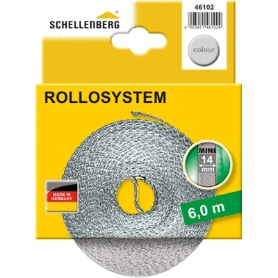 Image of Schellenberg 44501 Roller Shutter Strap for Window (Width: 14 mm, Mini System: 4.5 m), Grey, 46102