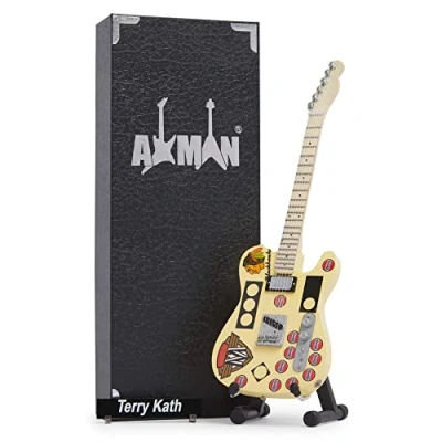 Image of Axman Terry Kath Miniature Guitar Replica Music Gifts Handmade Ornamental 1/4 Scale Includes a Display Box, Name Tag and Stand