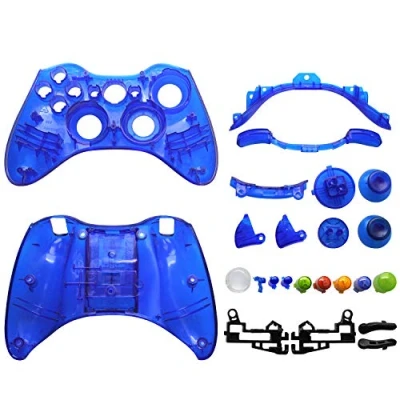 Image of OSTENT Replacement Case Shell &amp; Buttons Kit Compatible for Microsoft Xbox 360 Wireless Controller Color Blue