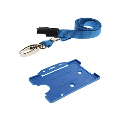 Image of Blue ID Card Badge Holder Lanyard Neck Strap with Metal Clip &amp; Safety Breakaway Release for Pass (Pack of 2) by It
