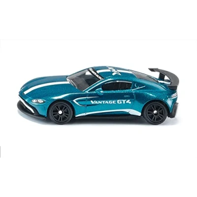Image of siku 1577, Aston Martin Vantage GT4, Toy Car, Metal,Plastic, Blue, Metallic Paint, Huge Rear Wing, Sport Tyres, Detailed Design
