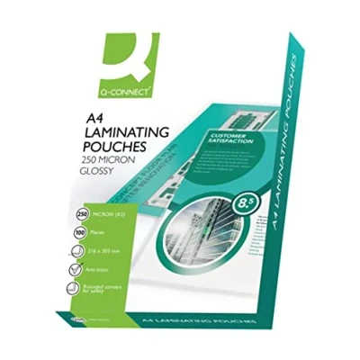Image of Q Connect 2x250 Micron Heavy Duty Laminating Pouches (Pack of 100) KF11341