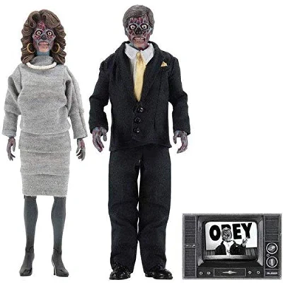 Image of NECA They Live Aliens 8 Inch Retro Clothed Action Figure 2 Pack John Carpenter