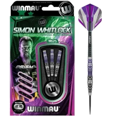 Image of WINMAU Simon Whitlock Special Edition Tungsten Steeltip Darts Set 22g with Prism Flights and Shafts (Stems)