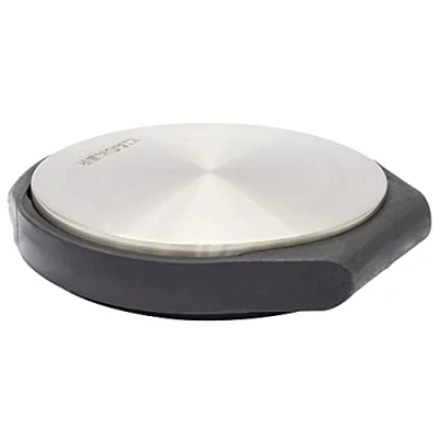 Image of WAGNER Doorstop Screw OR Glue Design Ø 90 x 103 17 mm, Premium Buffer Made of Brushed die cast zinc with Stainless Steel Look, Thermostatic Rubber, to be Placed on The Floor 15512001