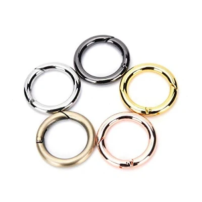 Image of Spring Keyring Buckle, 5PCS Zinc Alloy Open Gate Round Carabiner Snap Clips Rings for Key(Bronze)