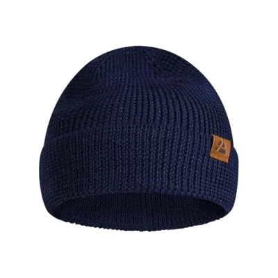 Image of DANISH ENDURANCE Merino Wool Beanie Hat, Thermal Autumn Winter Hats, Fisherman Beanie, Knit, for Men and Women, Unisex, Blue, One Size