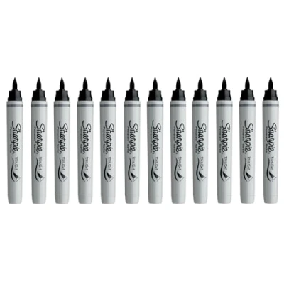Image of Sharpie Brush Marker Permanent Pen Black 12 Pack