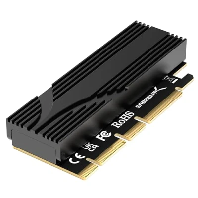 Image of SABRENT M.2 NVMe SSD to PCIe x16 Tool Free Add in Card (AIC) with Aluminum Heatsink, Adapter for Gen5 SSDs 5.0, Backwards Compatible Previous Generations (EC TFPE)