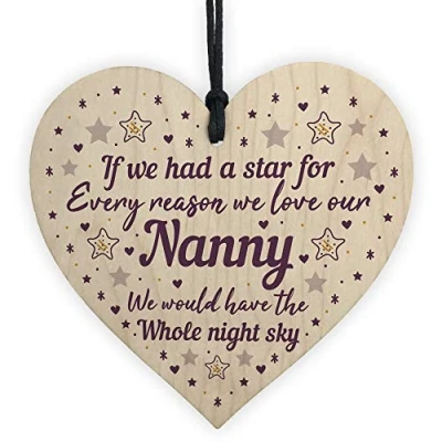Image of RED OCEAN Cute Nanny Heart Wooden Plaque Birthday Gift Grandparent Gifts Keepsake