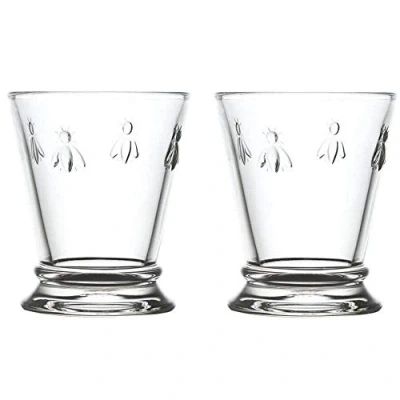 Image of La Rochere Bee Glass Mini Goblet Tumblers Glasses Set of 2, 185ml / 6floz Design French Glassware