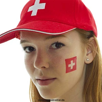 Image of Switzerland Temporary Tattoo Set Fan Flag 2018 (5 x Tattoo)