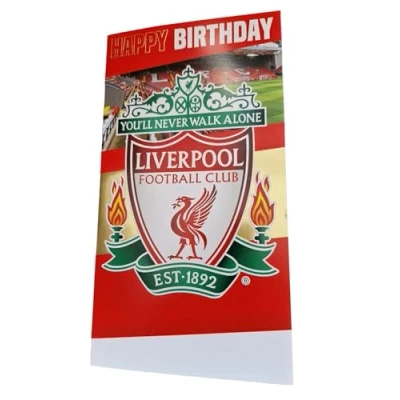 Image of LIVERPOOL FOOTBALL CLUB OFFICIAL BIRTHDAY CARD WITH PERSONALISE FAMILY STICKER INCLUDED.