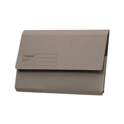 Image of Exacompta Guildhall Document Wallets, 285 gsm, Foolscap Grey, Pack of 50