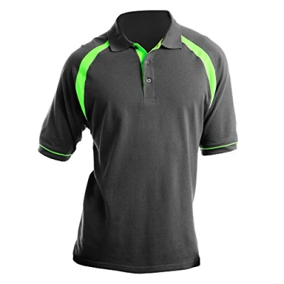 Image of Kustom Kit Oak Hill Mens Short Sleeve Polo Shirt (L) (Charcoal/Lime)