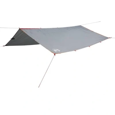 Image of vidaXL Camping Tarp Grey/Orange, 500x294 cm, Waterproof, Polyester with PU Coating, Lightweight Carry Bag for Outdoor, Trekking