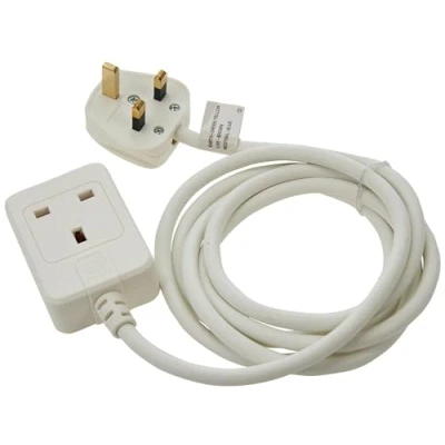 Image of Brennenstuhl Extension Cable for Home and Office (2m Indoor use, with Rubberized Socket 13 A BS) White