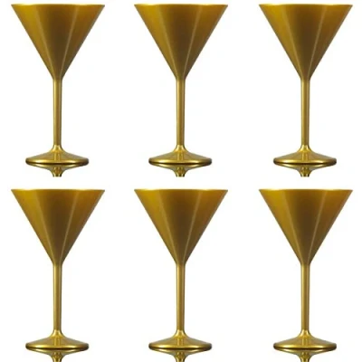 Image of BBP Martini Glass Gold Reusable Polycarbonate Plastic 199ml/7oz Pack of 6