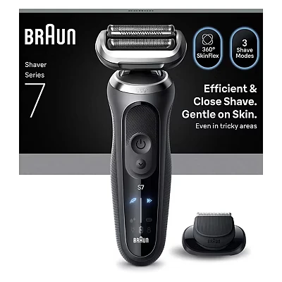 Image of Braun Series 7 Electric Shaver, Up to 60 min, Precision Trimmer Attachment, Cordless, Wet &amp; Dry Razor for Men, 72 G1200S, Grey
