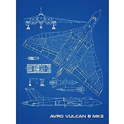Image of Artery8 Avro Vulcan Strategic Bomber Aircraft Blueprint Plan Unframed Wall Art Print Poster Home Decor Premium