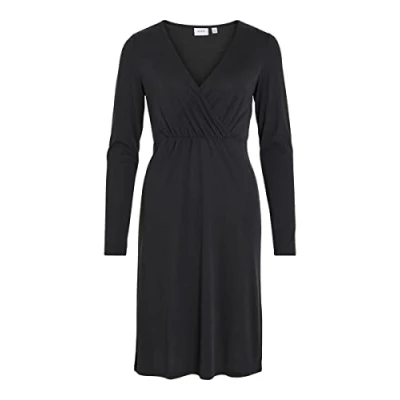 Image of Vila Women&#039;s Vimodala L/S Wrap Midi Dress/Su Noos, Black, XS