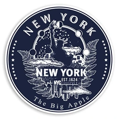 Image of 2 x 10cm Blue New York City Vinyl Stickers NYC America Luggage Sticker #31578 (10cm Wide)
