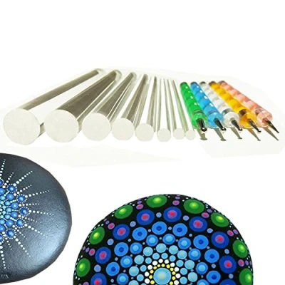 Image of Mandala Rock Painting Pen Dot Dotting Tools Stencil Brush Set 13 PCS Flat Head 4mm 5mm 6mm 8mm 10mm 12mm 14mm Diameter 5 Stylus (set1)