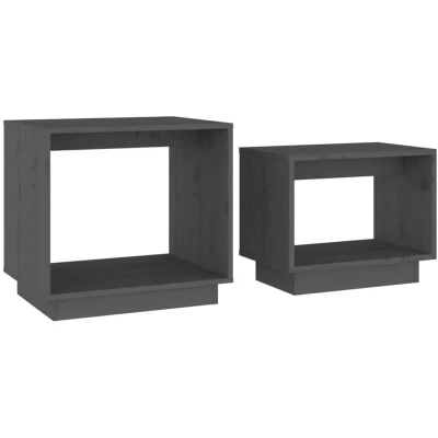 Image of vidaXL Nesting Coffee Tables 2 pcs Grey Solid Wood Pine