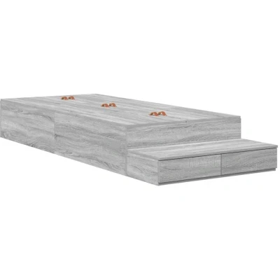 Image of vidaXL Storage Bed Frame Grey Sonoma 75x190 cm