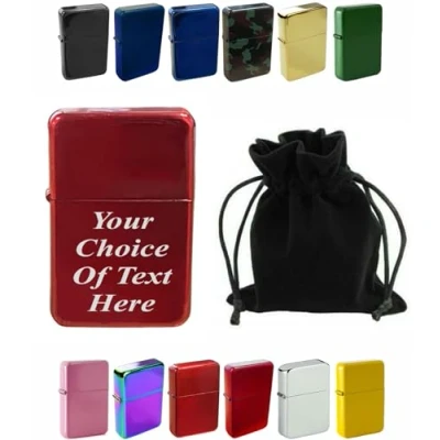 Image of Personalised Engraved Lighter for Birthday, Fathers Day, Anniversary, Choice of Colours With Luxury Gift Pouch Packaging (Red Ice)