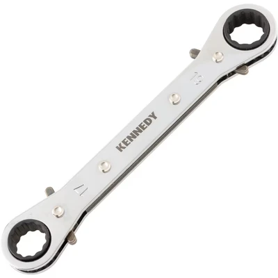 Image of Kennedy Metric Double End Ring Ratchet Spanner, Chrome Vanadium Steel, Reversible, 17mm x 19mm