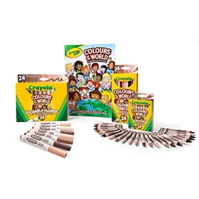 Image of CRAYOLA Colours of The World 24 Colors Multicultural Crayons, Markers, Pencils and 48 Page Colouring &amp; Activity Book Art Bundle, Gift for Kids, School Supplies, Age 4, 5, 6,7,8,9