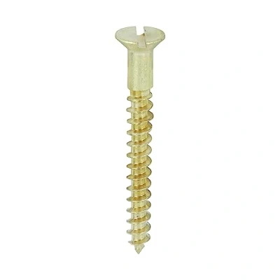 Image of Timco Solid Brass Timber Screws Slot Countersunk (Size 8 x 1 1/2 200 Pieces)