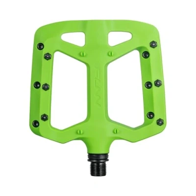 Image of Funn Taipan Glass Fiber Reinforced Thermoplastic Bike Pedals with 9/16 inch CrMo Axles and Shin Friendly Pins for MTB/BMX/Urban/Gravel Riding (Green)
