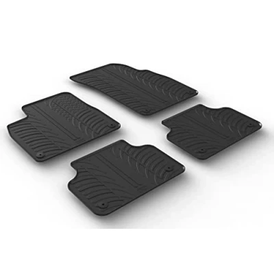 Image of AROBA GL0251Q8 Design Rubber Floor Mats Compatible with Audi Q8, SQ8, RSQ8 from 05.2018 Onwards Raised Edge 4 Piece Colour Black Car Perfect Fit