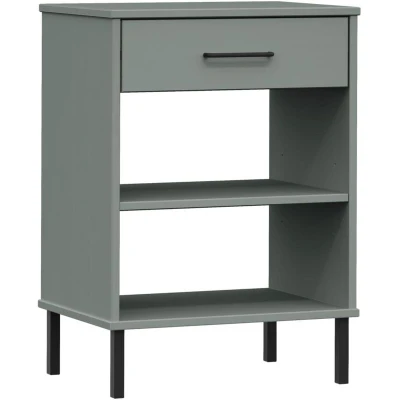 Image of vidaXL Console Cabinet with Metal Legs Grey Solid Wood Pine OSLO