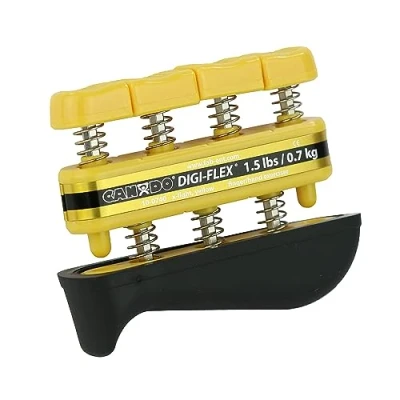 Image of Cando 10 0740 Hand exerciser finger grip strengthener Digi Flex, yellow (very light), 1.5lbs