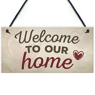Image of RED OCEAN Welcome To Our Home House Hanging Wall Greeting Plaque Garden Gate Door Sign New Gift