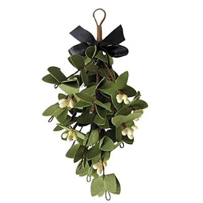 Image of LIBOOI Artificial Green Christmas Mistletoe Hanging Bunch, Plant Simulated Decoration with Berry, Fake Simulation Leaves Festival Supplies Ornaments Decor, 22cm