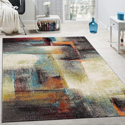 Image of Paco Home Large Rug Modern Short Pile Colourful Trendy Mottled Multicolour, Size:200x290 cm