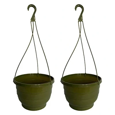 Image of Fixtures Green Hanging Basket 25cm x 16cm (2 Pack)