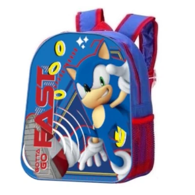 Image of TDL Sonic Backpack Character Rucksack Kids School Bag The Hedgehog Premium Carry Travel With Drinks Holder, Blue
