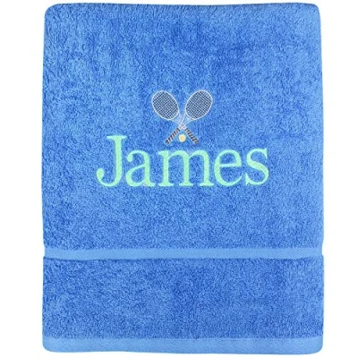 Image of TeddyTs Personalised Cotton Embroidered Tennis Accessory Hand Towel (Blue)