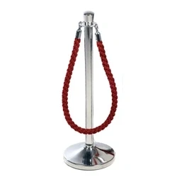 Image of Obex Barriers Stainless Steel Top Hat Head Post with Red Rope