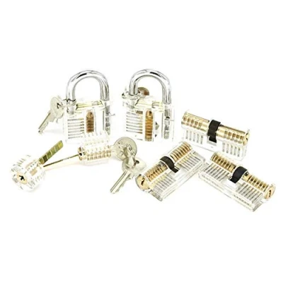 Image of ValueHall Practice Lock Set Transparent Visible Cutaway Crystal Picking Training for Locksmith and Beginner Include 7 PCS Locks V7030 1