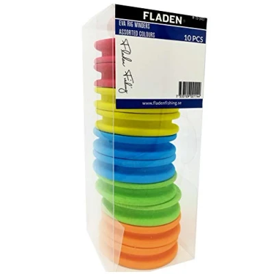 Image of FLADEN Fishing RIG WINDERS Pack of 10 Quality High Density Foam 64mm x 15mm Assorted Colours to Keep Your Sea and Coarse Rigs Organised Tangle Free [19 0407]